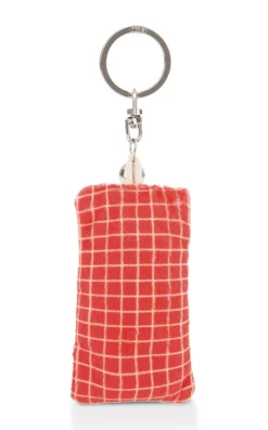 Keyholder mini plush cushion "Komm, lass uns zu weit gehen!" w. bell