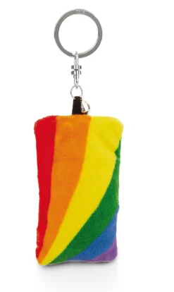 Keyholder mini plush cushion "Das Leben ist bunt" w. bell