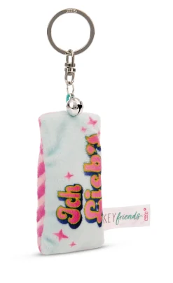 Keyholder mini plush cushion "Ich lieb's" w. bell