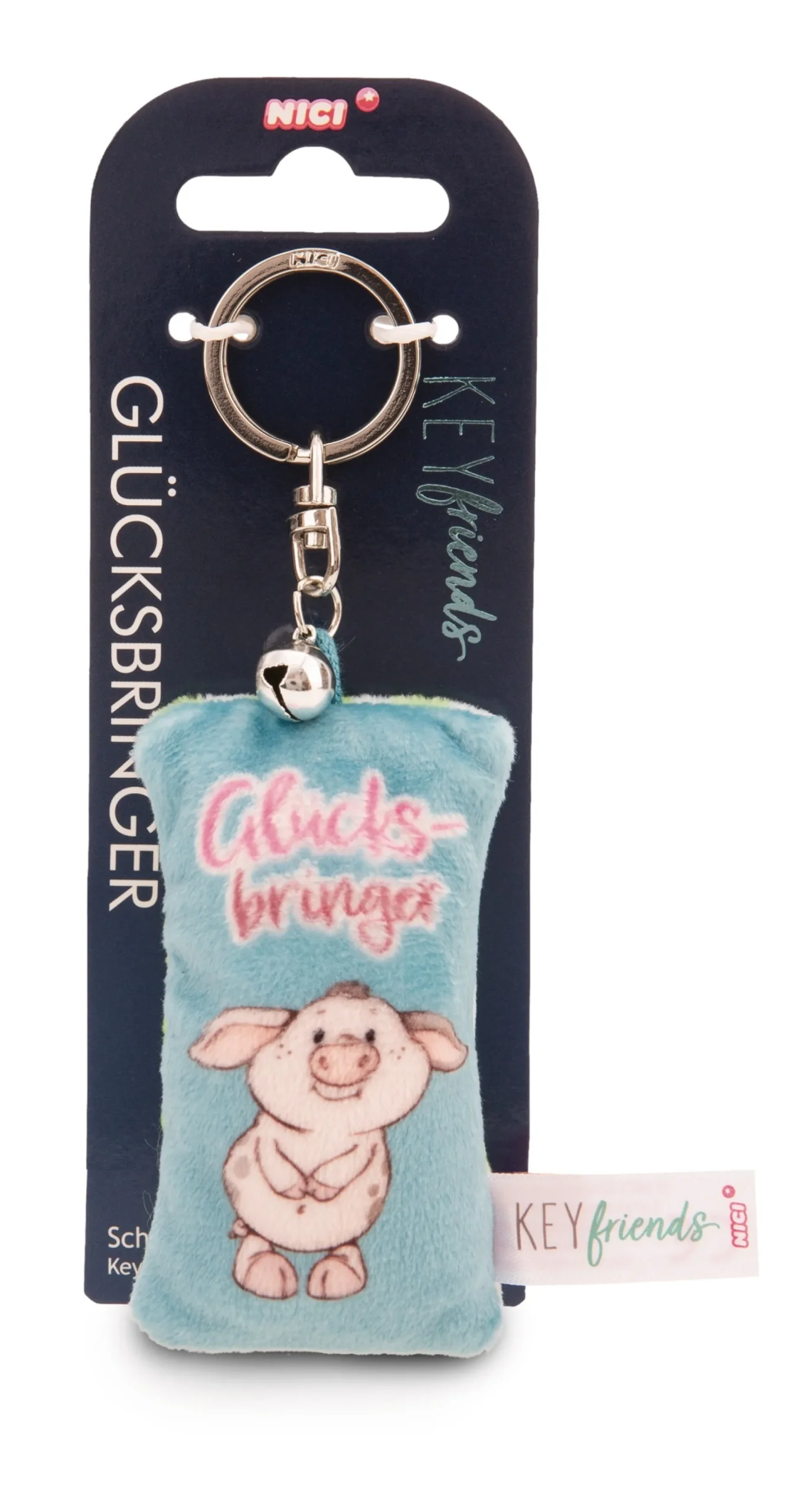 Keyholder mini plush cushion "Glücksbringer" w. bell