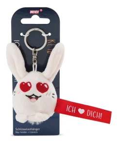 Keyholder Red rabbit "Ich herz dich!"