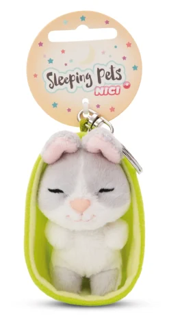 Keyholder Sleeping Pets Grey Bunny NICI GREEN