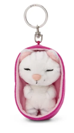 Keyholder Sleeping Pets White striped Cat NICI GREEN