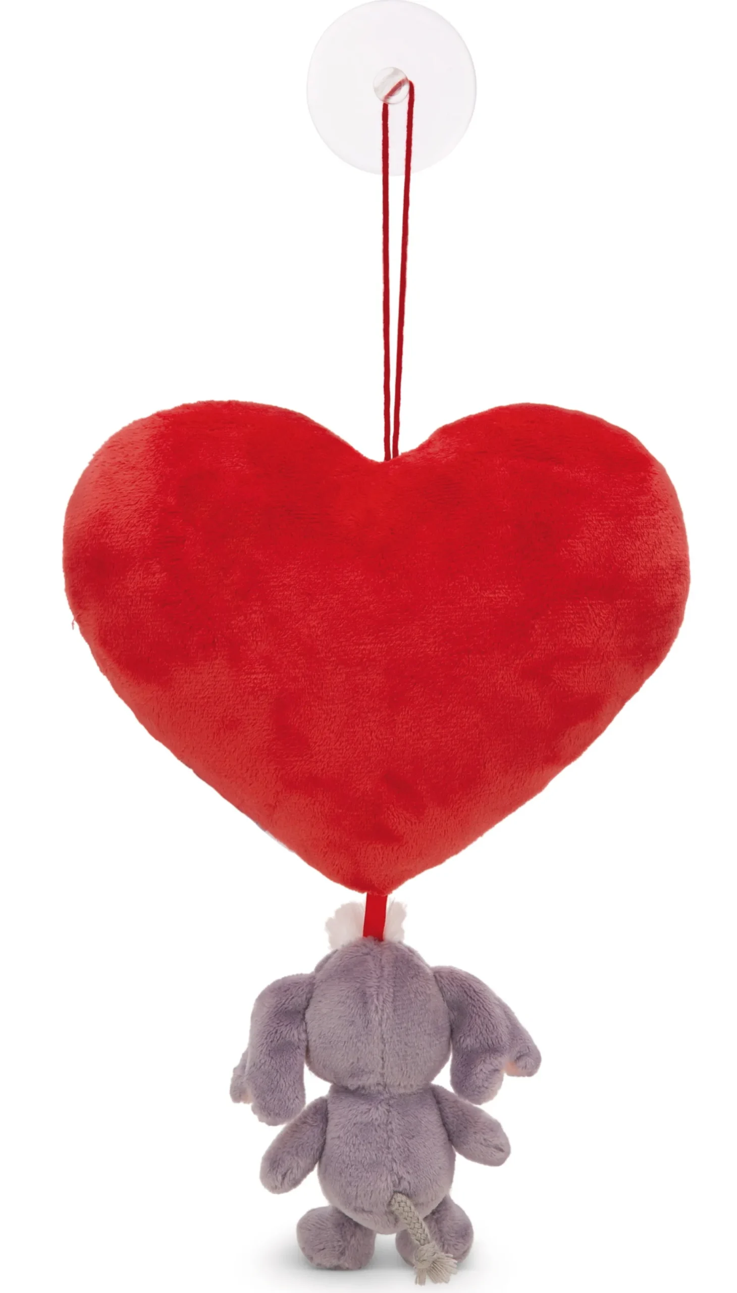 Plush Heart w/Soft Toy Love Elephant dark grey & Suction Cup NICI GREEN