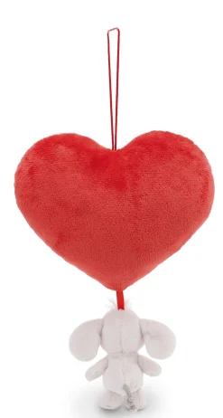 Plush Heart w/Soft Toy Love Elephant light grey & Suction Cup NICI GREEN