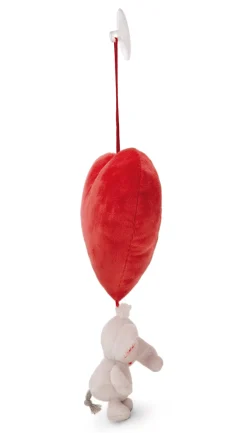 Plush Heart w/Soft Toy Love Elephant light grey & Suction Cup NICI GREEN