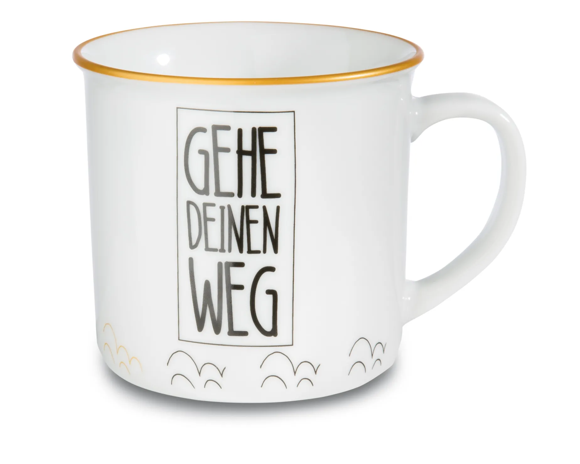 Porcelain mug metallic 'Gehe Deinen Weg'