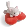 Soft Toy Cat lying on heart NICI GREEN