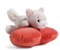 Soft Toy Cat lying on heart NICI GREEN