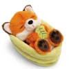 Soft toy fox with leaf 12cm in green basket NICI GREEN