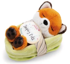 Soft toy fox with leaf 12cm in green basket NICI GREEN