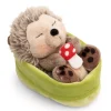Soft toy hedgehog with mushroom 12cm in light green basket NICI GREEN