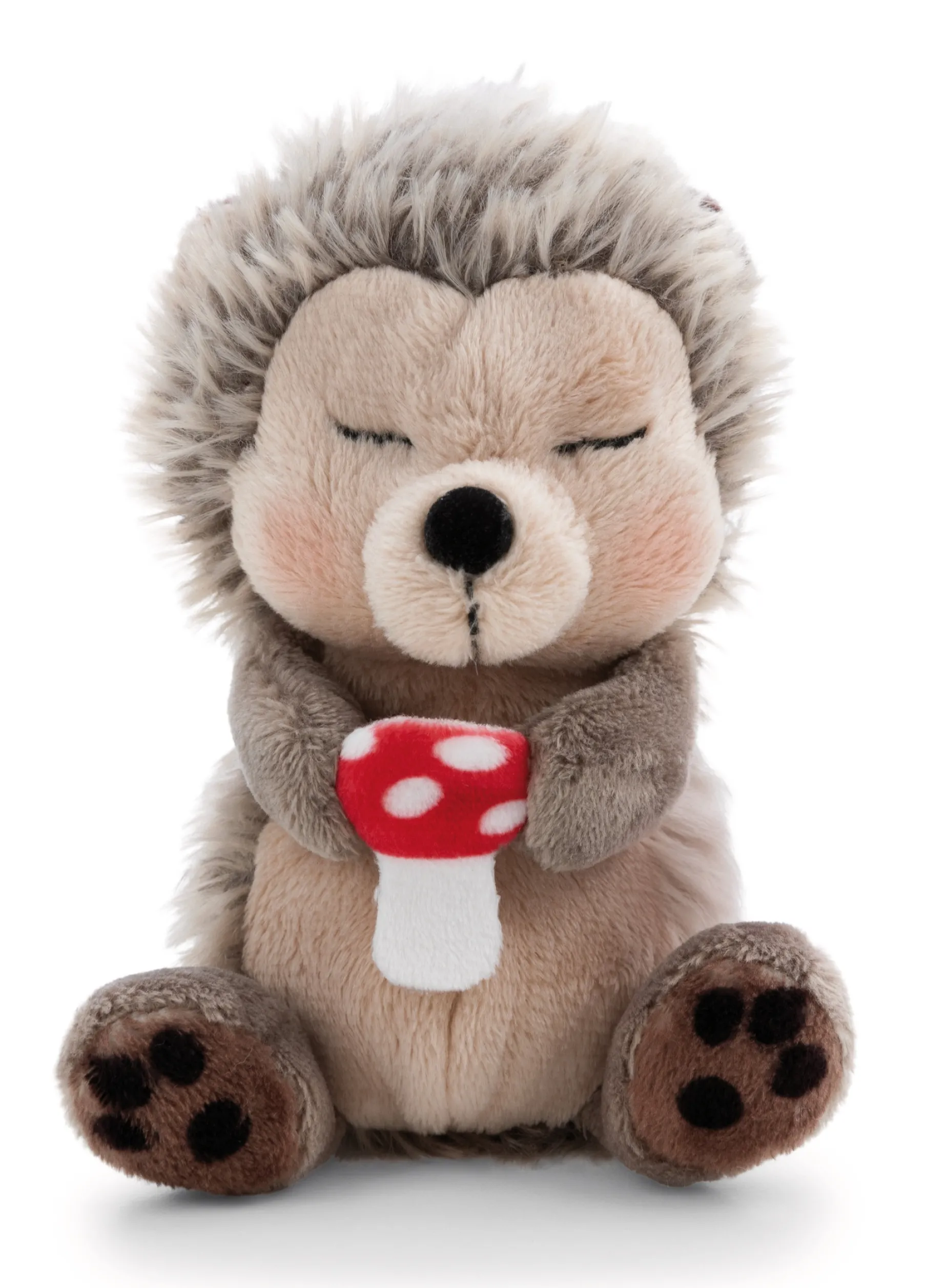 Soft toy hedgehog with mushroom 12cm in light green basket NICI GREEN