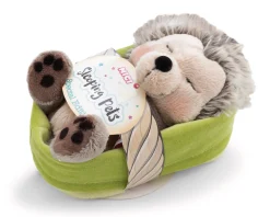 Soft toy hedgehog with mushroom 12cm in light green basket NICI GREEN