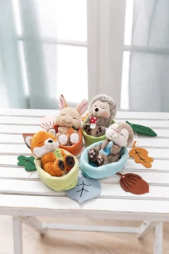 Soft toy hedgehog with mushroom 12cm in light green basket NICI GREEN
