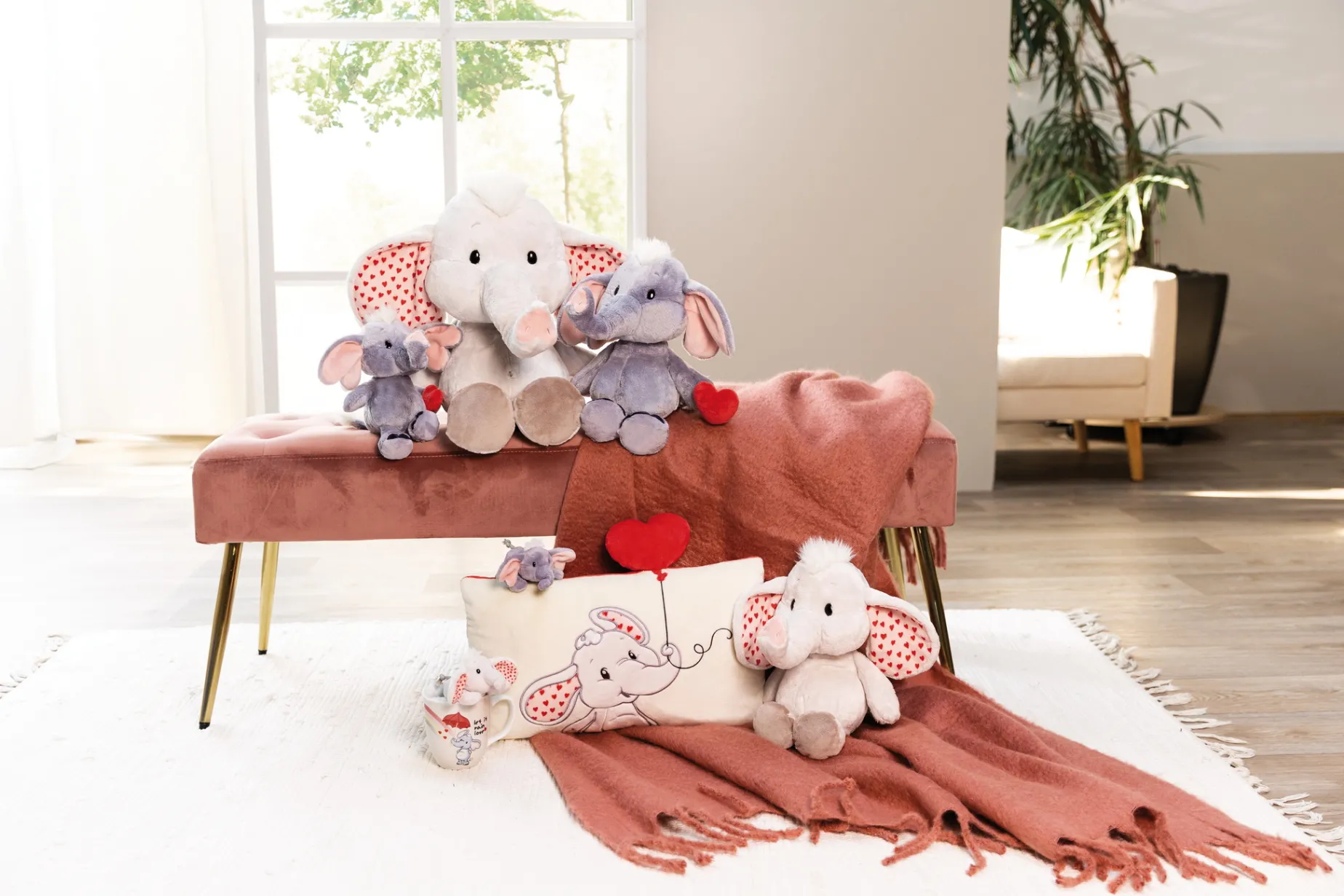 Soft Toy Love Elephant light grey NICI GREEN