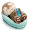 Soft toy otter with fish 12cm in blue basket NICI GREEN