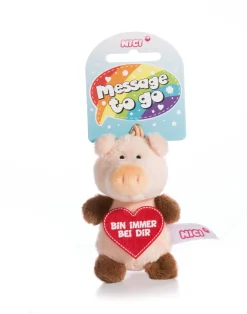 Soft toy pig "Hab dich sooo lieb" with loop