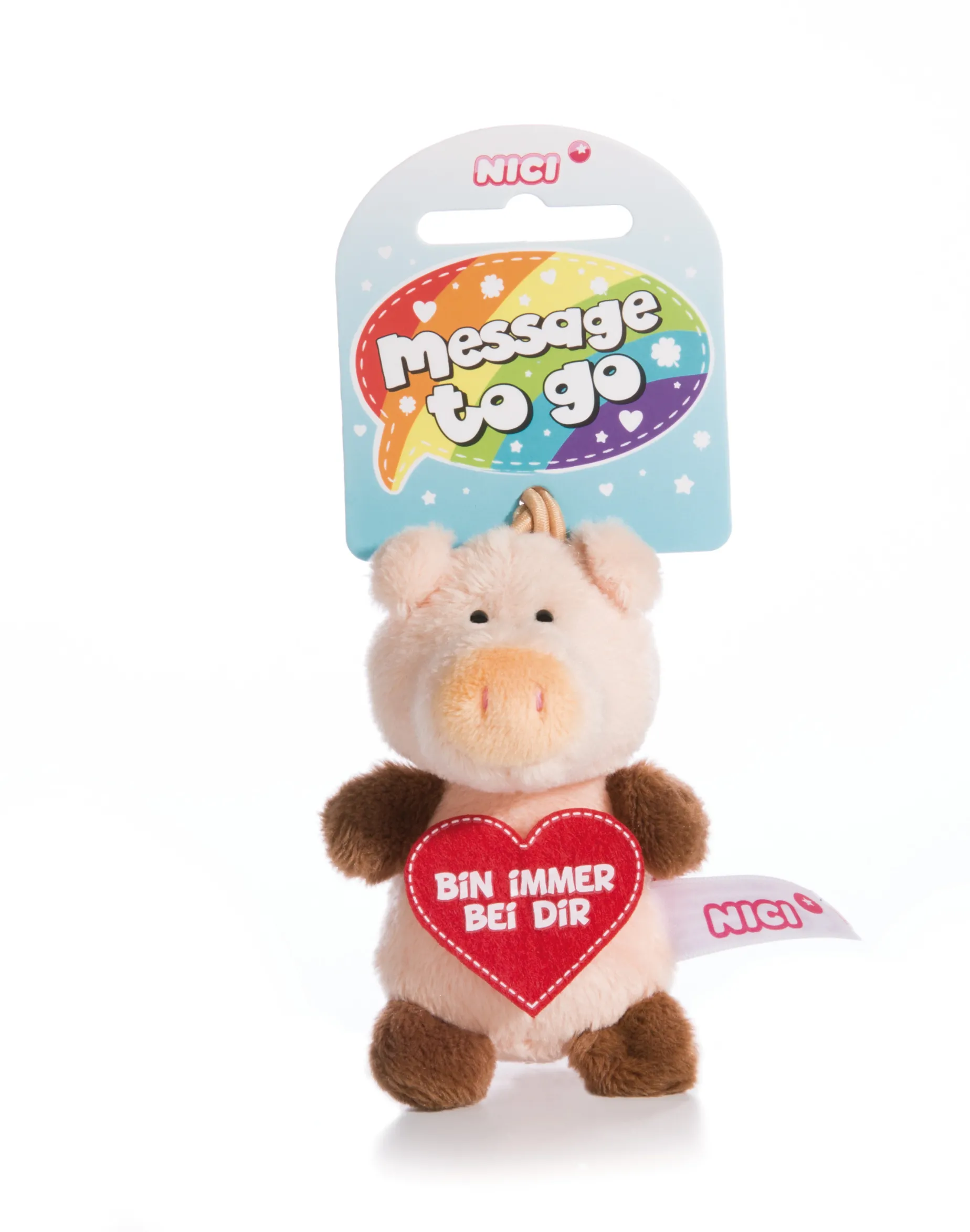 Soft toy pig "Hab dich sooo lieb" with loop