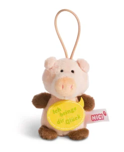 Soft Toy Pig "Ich bringe dir Glück" with loop