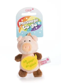 Soft Toy Pig "Ich bringe dir Glück" with loop