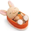 Soft toy rabbit with carrot 12cm in peach basket NICI GREEN