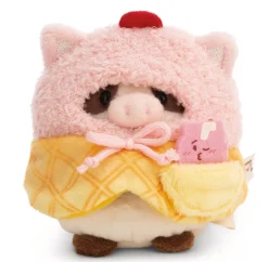 Soft Toy Set Cow Moona with milk-shake and soft ice cream costume in gift box