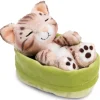 Soft Toy Sleeping Pets Bengal Cat 12cm in light green basket NICI GREEN