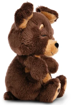 Soft Toy Sleeping Pets brown dog 12cm in green basket NICI GREEN