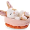 Soft Toy Sleeping Pets Bunny caramel dotted 12cm in peach basket