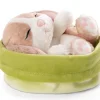 Soft Toy Sleeping Pets Bunny cappuccino 12cm in green basket