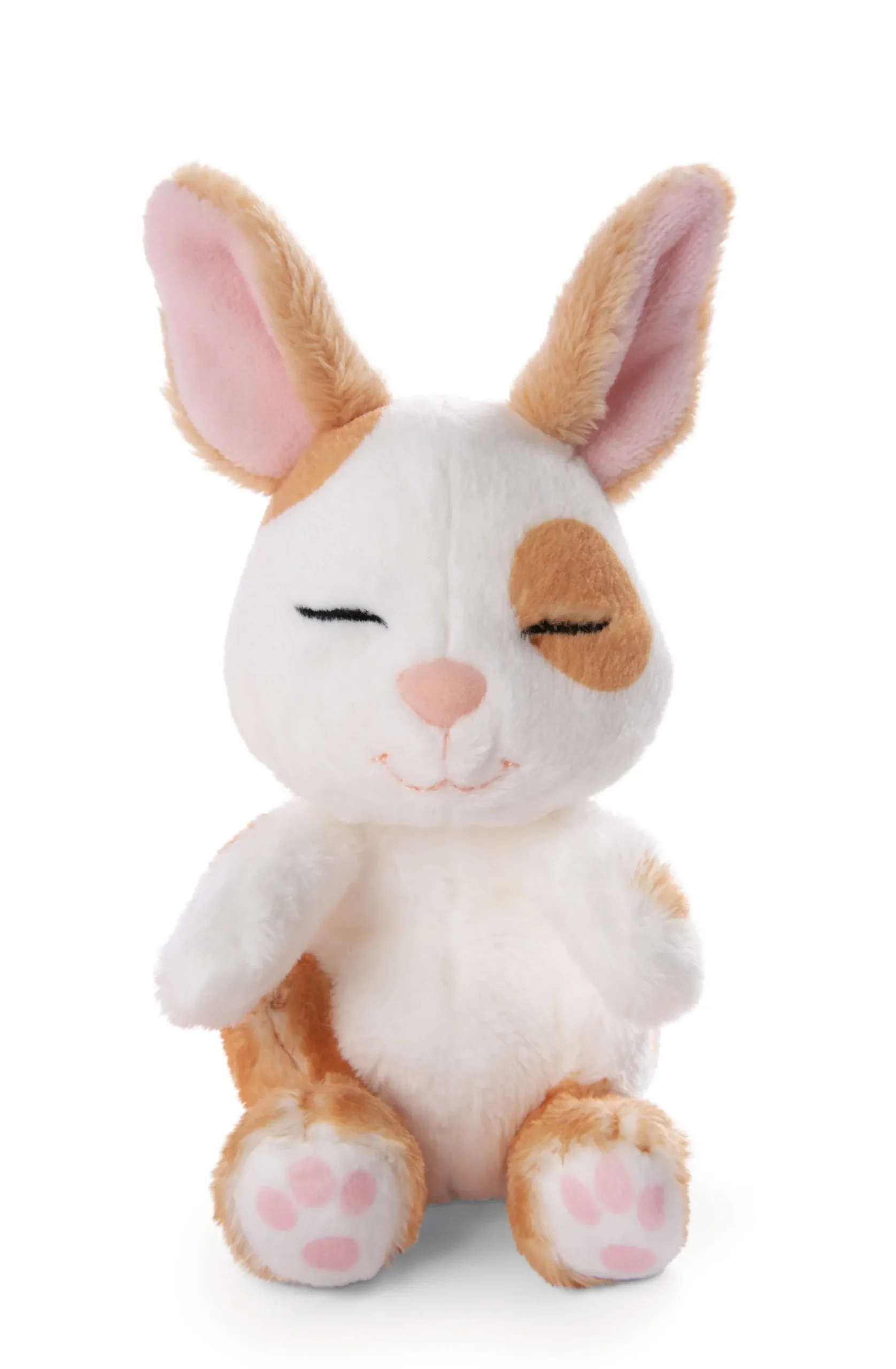 Soft Toy Sleeping Pets Bunny caramel dotted 12cm in peach basket
