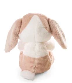 Soft Toy Sleeping Pets Bunny cappuccino 12cm in green basket